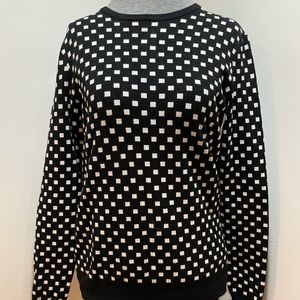 Black and white square pattern sweater